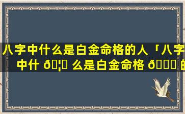 八字中什么是白金命格的人「八字中什 🦄 么是白金命格 🐎 的人的特征」